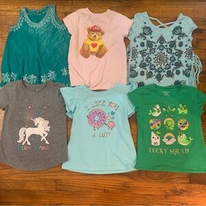 Little Girls 6 Shirt Top Blouse Bundle
Lucky Charm Doughnut Unicorn Teddy Bear